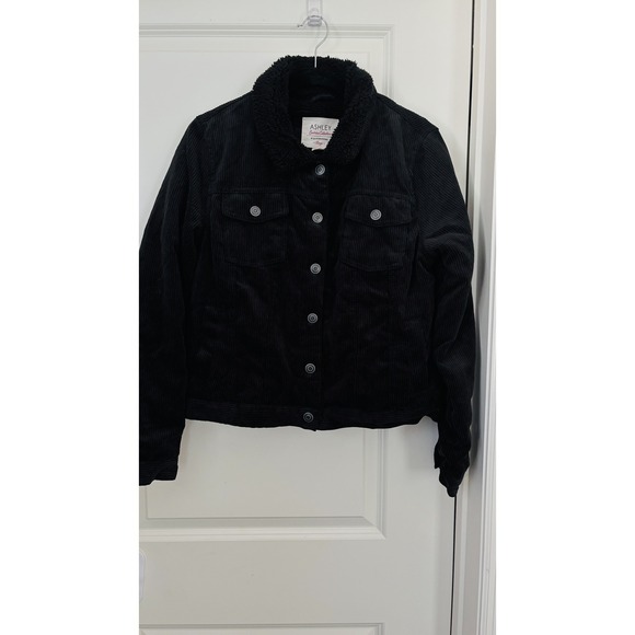 Ashley By 26 International Jackets & Blazers - Ashley By 26 International Black Corduroy Jacket with Black Sherpa Collar Large